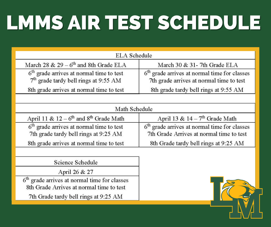LMMS AIR Testing Schedule